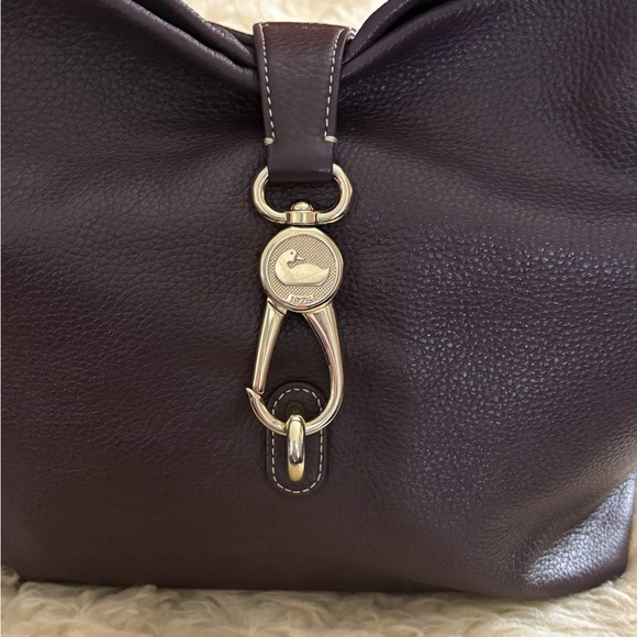 Dooney & Bourke Burgundy Pebble Leather Logo Lock Large Hobo Bag with COA - Picture 9 of 10